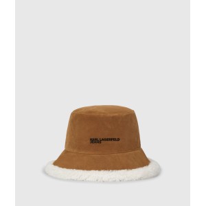 Karl Lagerfeld Jeans Suede Reversible Bucket Brown Καπέλο