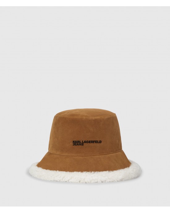 Karl Lagerfeld Jeans Suede Reversible Bucket Brown Καπέλο