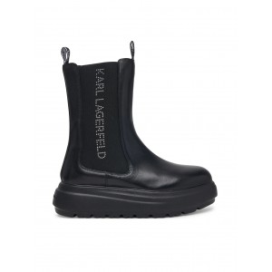 Karl Lagerfeld Jeans Katya Long Gore Studs Leather Black Μποτάκια