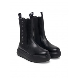 Karl Lagerfeld Jeans Katya Long Gore Studs Leather Black Μποτάκια