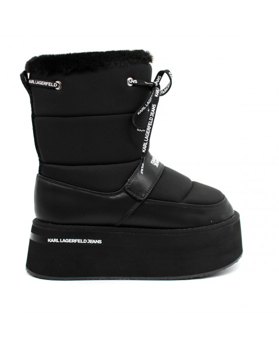 Karl Lagerfeld Puffa Wedge Black Μποτάκια