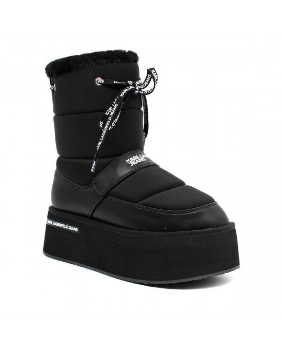 Karl Lagerfeld Puffa Wedge Black Μποτάκια