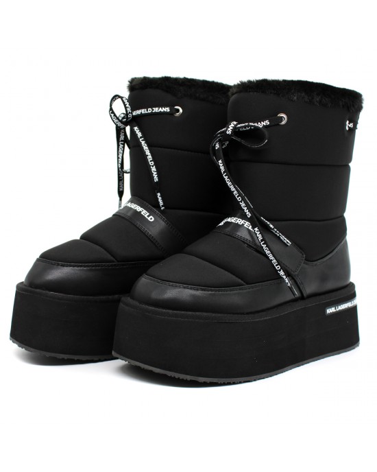 Karl Lagerfeld Puffa Wedge Black Μποτάκια