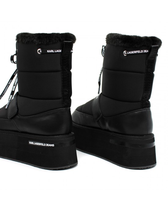 Karl Lagerfeld Puffa Wedge Black Μποτάκια