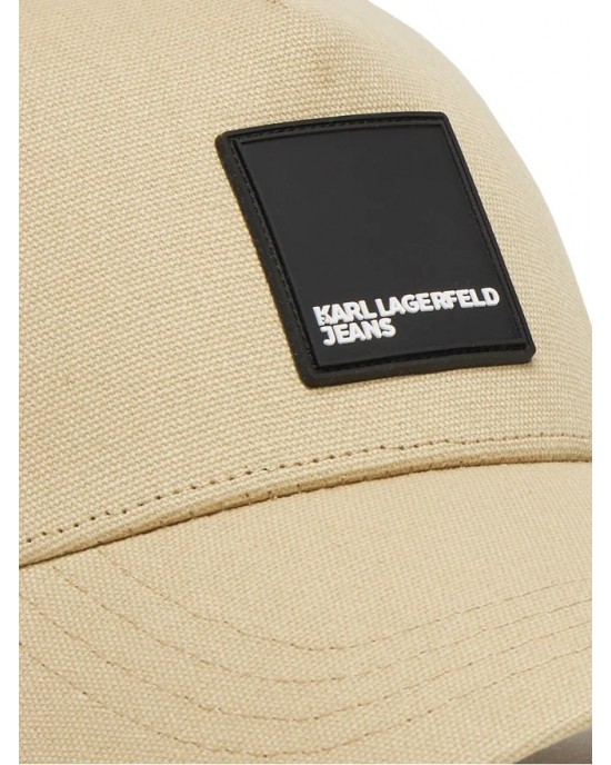 Karl Lagerfeld Box Logo Beige Jockey Καπέλο