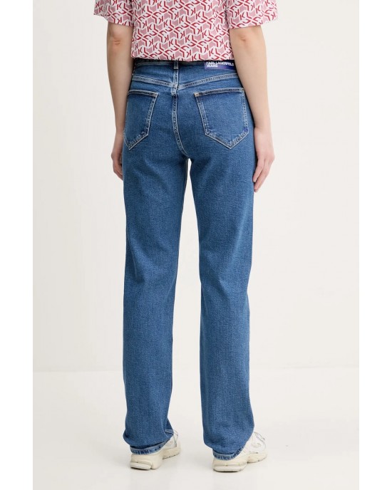 Karl Lagerfeld Straight Highrise Mid Blue Stone Τζιν Παντελόνι