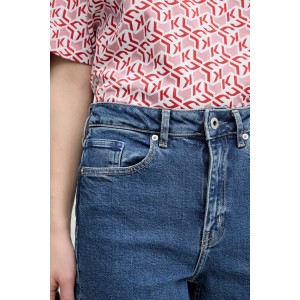 Karl Lagerfeld Straight Highrise Mid Blue Stone Τζιν Παντελόνι