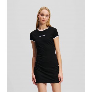 Karl Lagerfeld Logo Fitted T-shirt Mini Black Φόρεμα