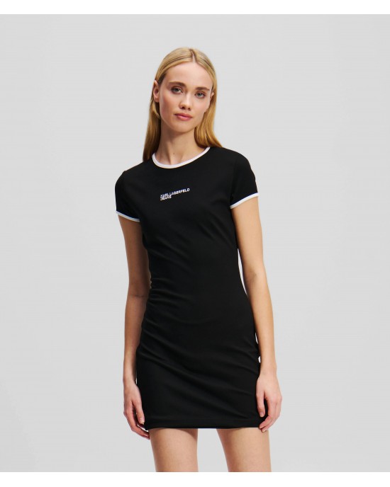 Karl Lagerfeld Logo Fitted T-shirt Mini Black Φόρεμα