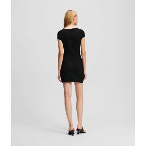 Karl Lagerfeld Logo Fitted T-shirt Mini Black Φόρεμα