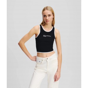 Karl Lagerfeld Piping Detail Tank Top Black Μπλούζα