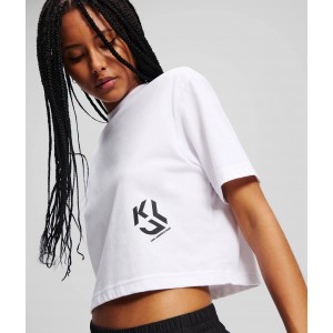 Karl Lagerfeld Monogram Cropped T-shirt White Μπλούζα