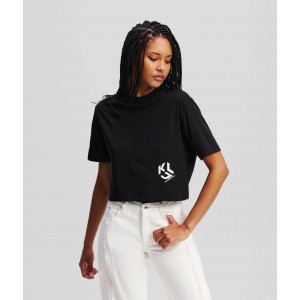 Karl Lagerfeld Monogram Cropped T-shirt Black Μπλούζα