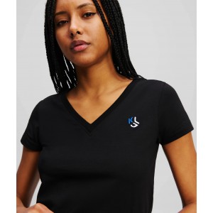 Karl Lagerfeld Slim Fit V-Neck T-shirt Black Μπλούζα