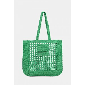 Karl Lagerfeld Raffia Shopper Green Τσάντα