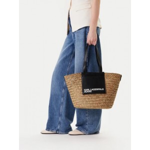 Karl Lagerfeld Raffia Tote Natural/Black Τσάντα Karl Lagerfeld Raffia Tote Natural/Black Τσάντα