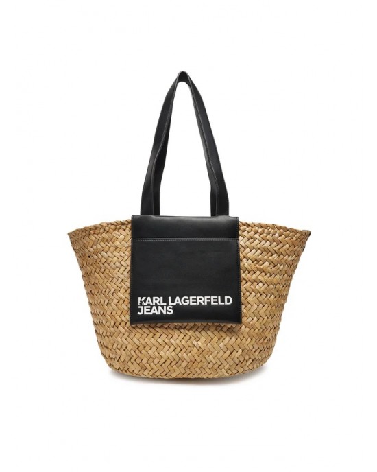 Karl Lagerfeld Raffia Tote Natural/Black Τσάντα Karl Lagerfeld Raffia Tote Natural/Black Τσάντα