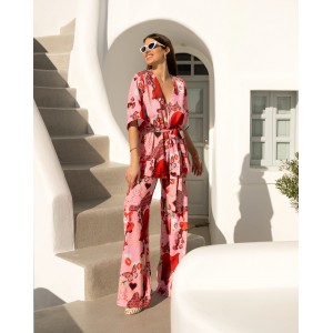 Kate Jo Sappho Pink Kimono & Παντελόνι