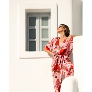 Kate Jo Sappho Pink Kimono & Παντελόνι