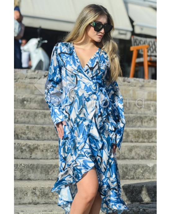 Kramma Blue Roua Wrap Midi Φόρεμα
