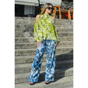 Kramma Blue Roua Wide Leg Παντελόνι