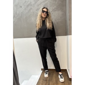 Kramma Black Παντελόνι Με Παντελόνι Με Κορδόνι