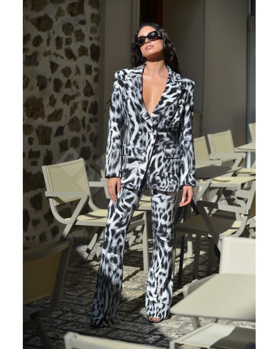 Kramma Animal Print Black/White Σακάκι