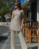 Kramma Shimmer Pleated Cream Sleeveless Μπλούζα/Φόρεμα & Παντελόνι