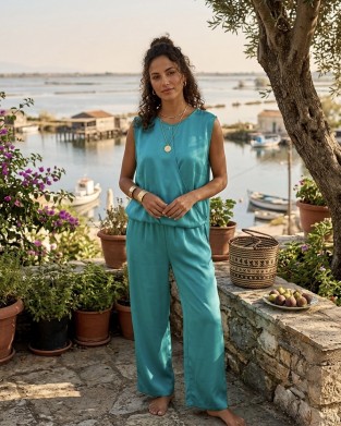 Kramma Turquoise Set Μπλούζα & Παντελόνι