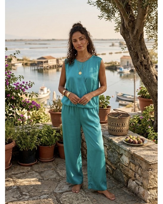 Kramma Turquoise Set Μπλούζα & Παντελόνι