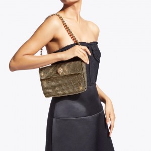 Kurt Geiger Small Party Shoulder Gold Τσάντα