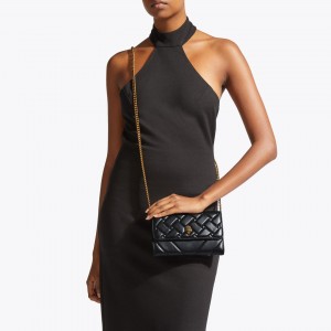 Kurt Geiger Kensington Chain Black Leather Πορτοφόλι