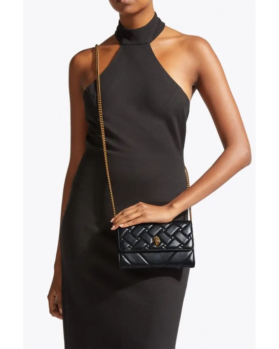 Kurt Geiger Kensington Chain Wallet Black Leather Τσάντα Kurt Geiger Kensington Chain Wallet Black Leather Τσάντα