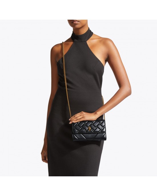 Kurt Geiger Kensington Chain Black Leather Πορτοφόλι