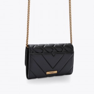 Kurt Geiger Kensington Chain Wallet Black Leather Τσάντα