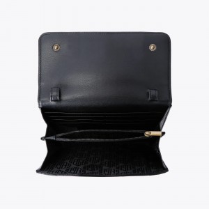 Kurt Geiger Kensington Chain Wallet Black Leather Τσάντα