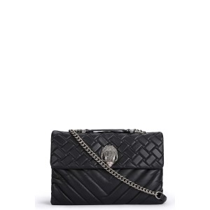 Kurt Geiger Leather XXL Kensington Black Leather Τσάντα Ώμου