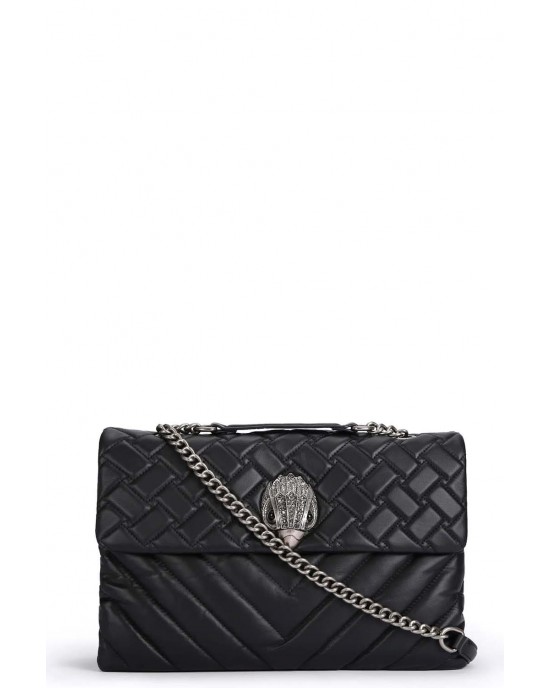 Kurt Geiger Leather XXL Kensington Black Leather Τσάντα Ώμου