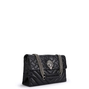 Kurt Geiger Leather XXL Kensington Black Leather Τσάντα Ώμου