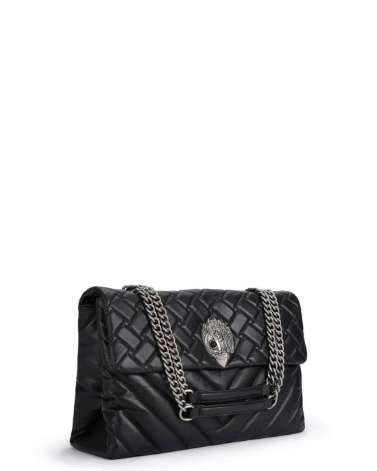 Kurt Geiger Leather XXL Kensington Black Leather Τσάντα Ώμου