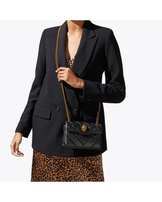 Kurt Geiger Mini Kensington Black Leather Τσάντα Ώμου