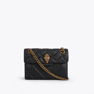Kurt Geiger Mini Kensington Black Leather Τσάντα Ώμου