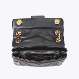 Kurt Geiger Mini Kensington Black Leather Τσάντα Ώμου