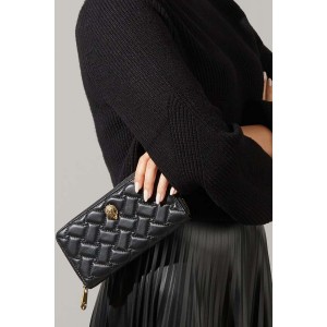 Kurt Geiger Eagle Zip Around Black Leather Πορτοφόλι