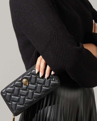 Kurt Geiger Eagle Zip Around Black Leather Πορτοφόλι
