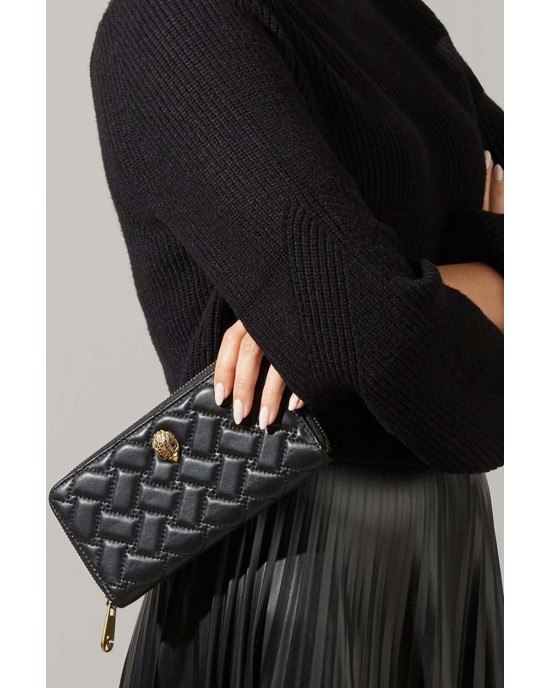 Kurt Geiger K Zip Around Wallet Eagle Black Leather Πορτοφόλι