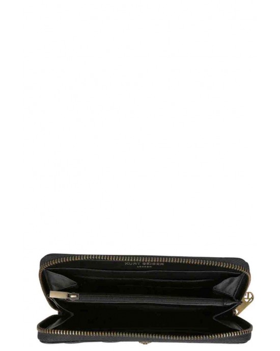 Kurt Geiger K Zip Around Wallet Eagle Black Leather Πορτοφόλι