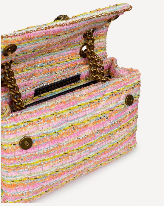 Kurt Geiger Tweed Kensington Pink Combo Τσάντα