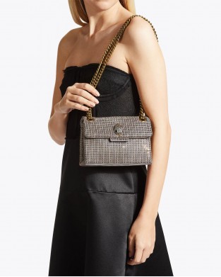 Kurt Geiger Fabric Mini Kensington Beige Τσάντα Ώμου