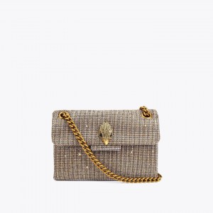 Kurt Geiger Fabric Mini Kensington Beige Τσάντα Ώμου